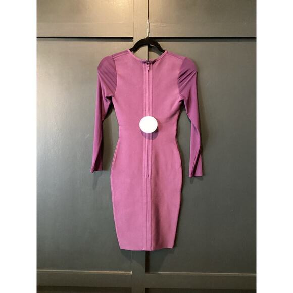 Miss Circle Revolve Purple Bandage Bodycon long sleeve mini Dress Mesh small - Picture 4 of 13